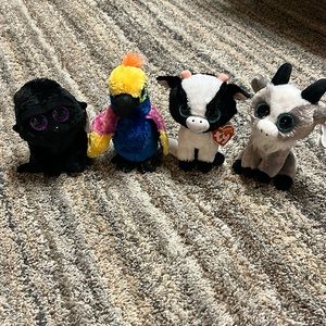 Lot of 4 Ty Beanie Boos - George, Wynnie, Gabby, & Butter